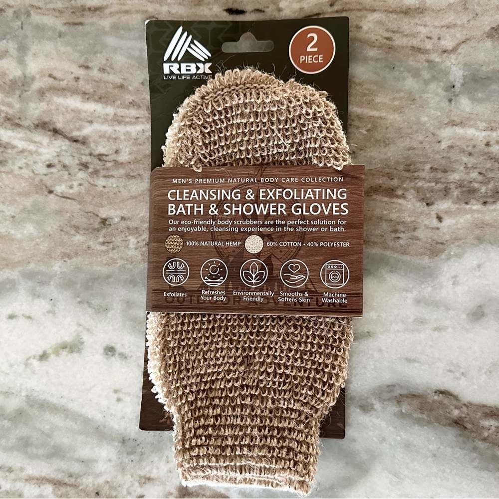 RBX Live Life Active -Cleansing & Exfoliating Bath & Shower Gloves-Eco Friendly